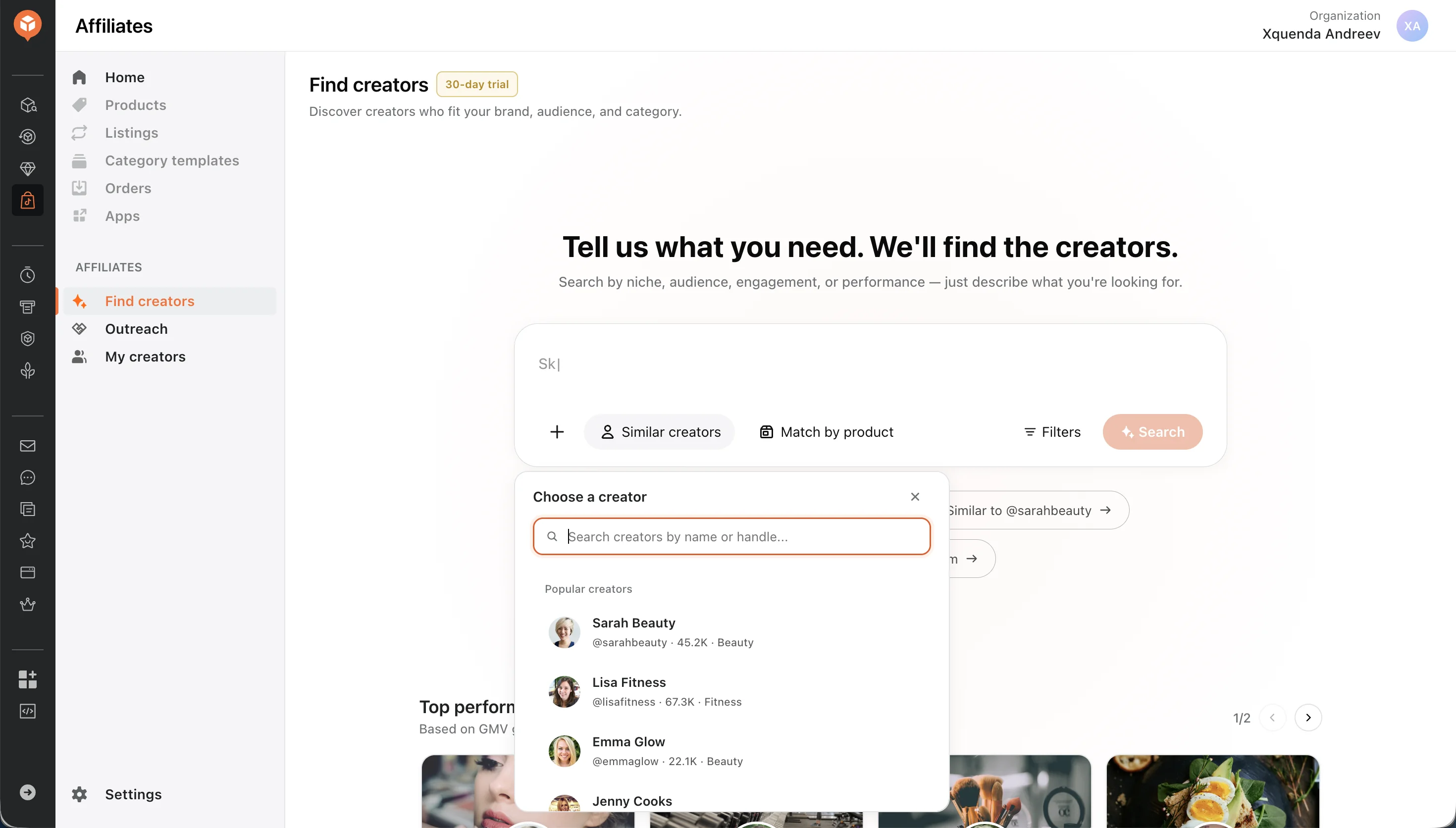 Similar Creators mode