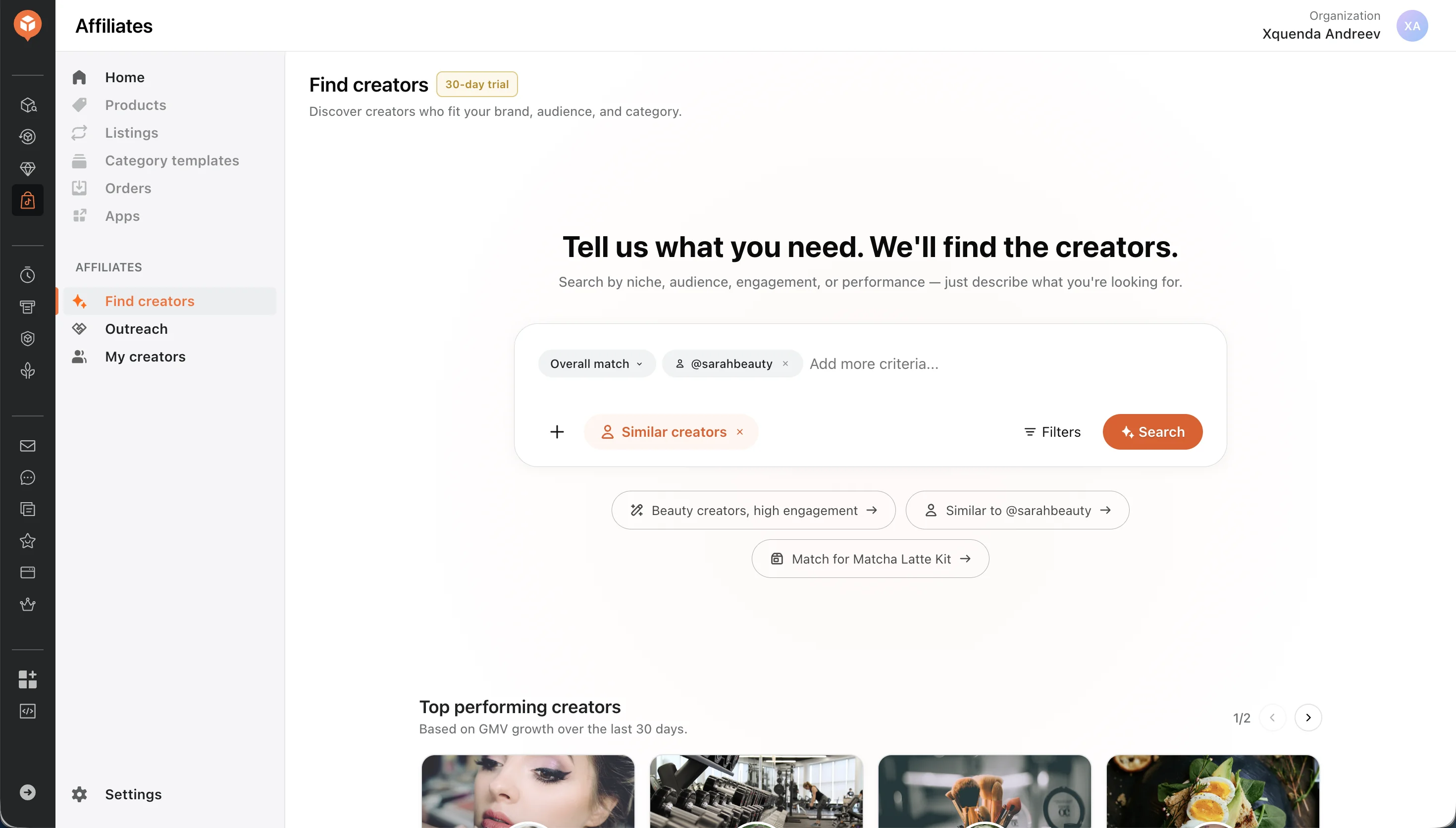 Search results — Similar creators